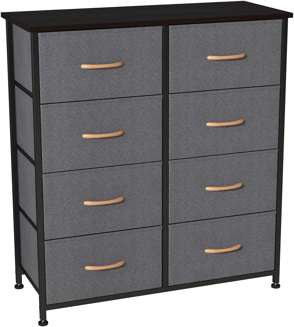 Charcoal Gray/Black 8 Drawer Fabric Dresser B1730
