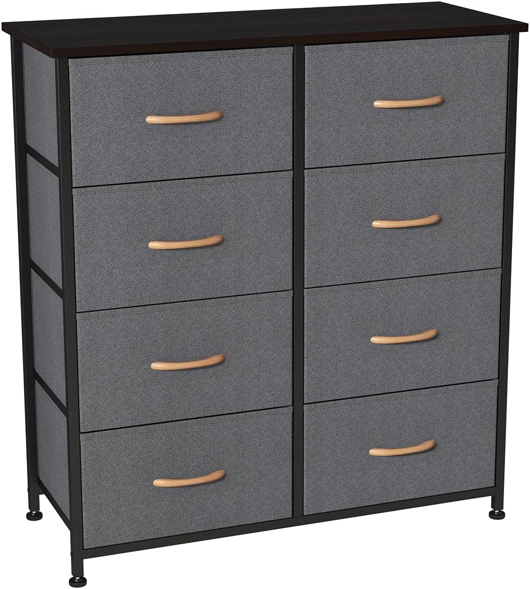 Charcoal Gray/Black 8 Drawer Fabric Dresser B1730