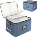 Blue Oxford Fabric Document Organizer Box with Lock Q989761