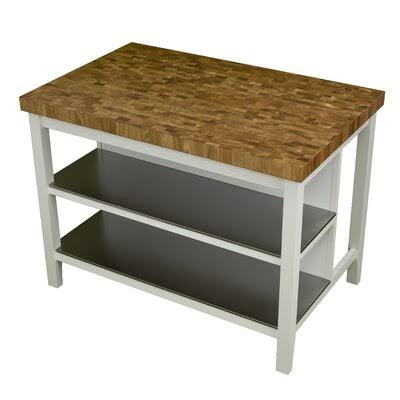 White Solid Wood Kitchen Island V22592