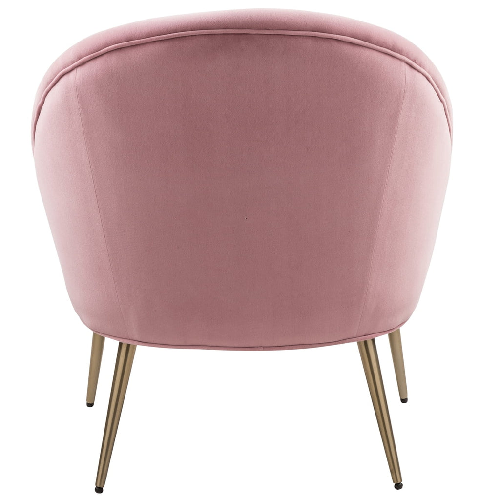 Pink Velvet Barrel Chair with Golden Legs D777834