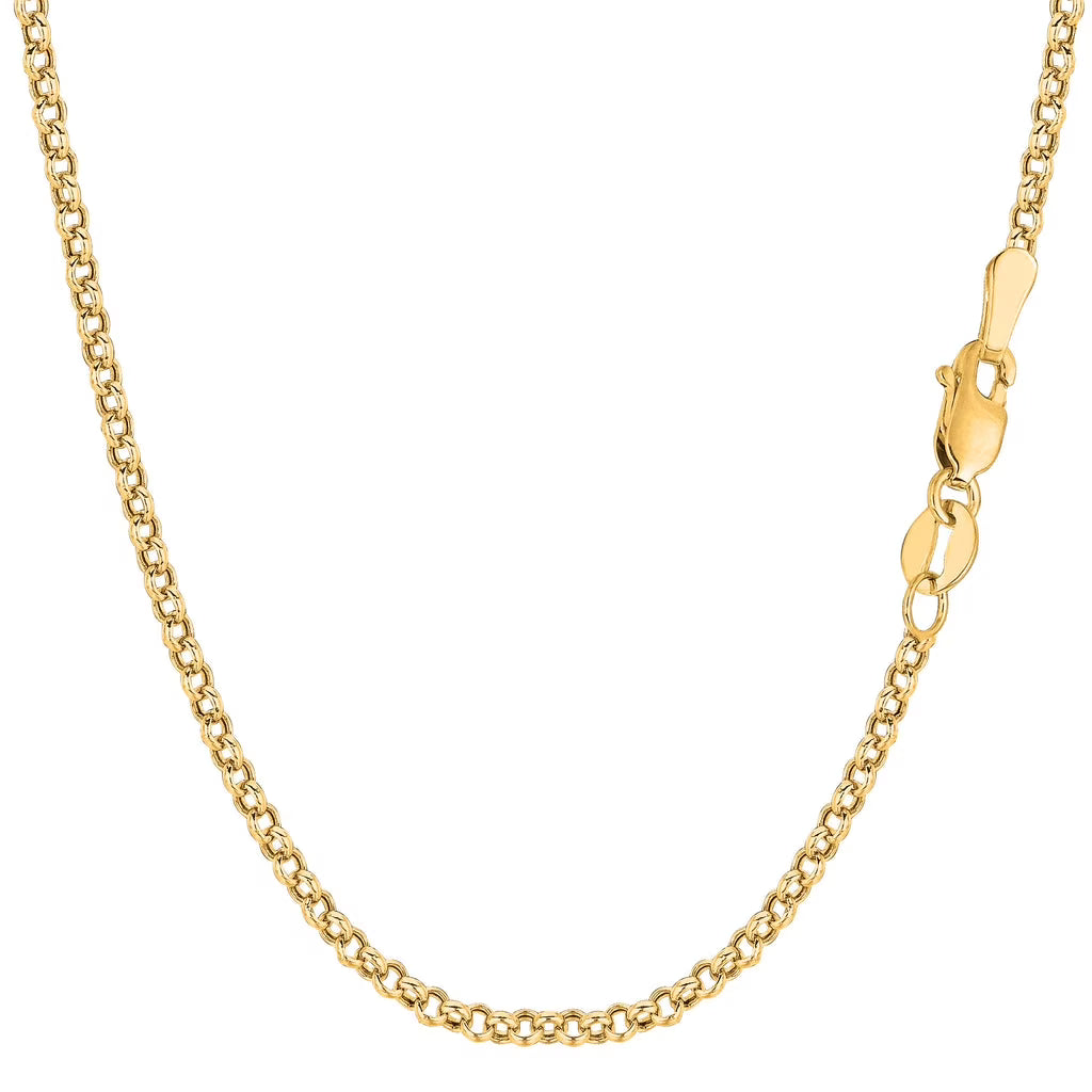 14K Yellow Gold 2.3MM Rolo Link Necklace B334871