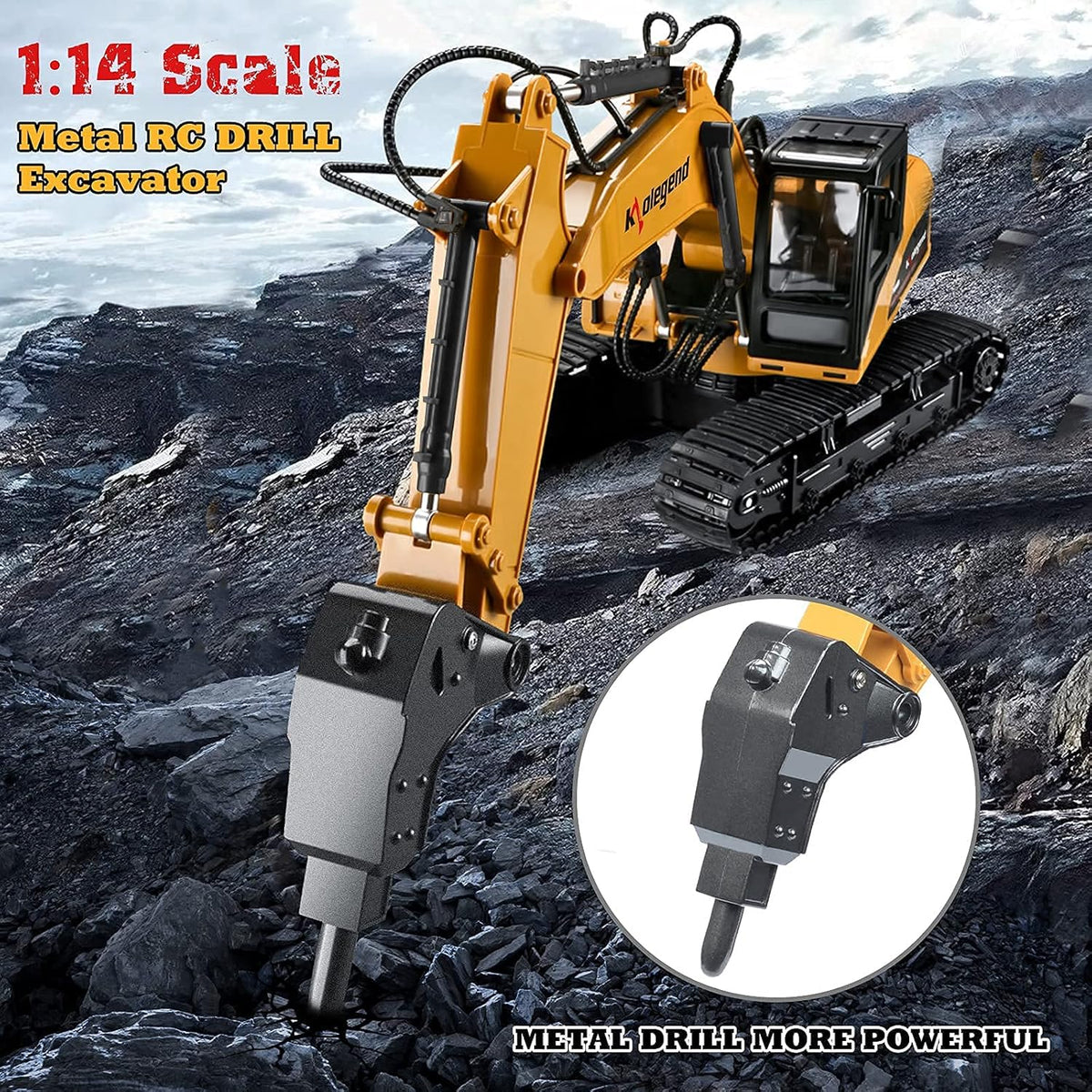 3 in 1 Remote Control Excavator with Metal Shovel, 15 Channel Construction Tractor P443637