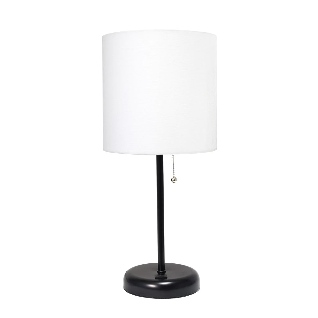 Black Stick Lamp with Fabric Shade O794