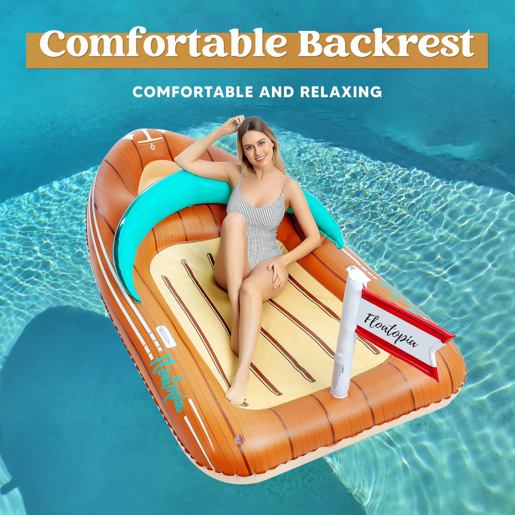 8 ft Inflatable Boat Pool Float with Reinforced Cooler I9987