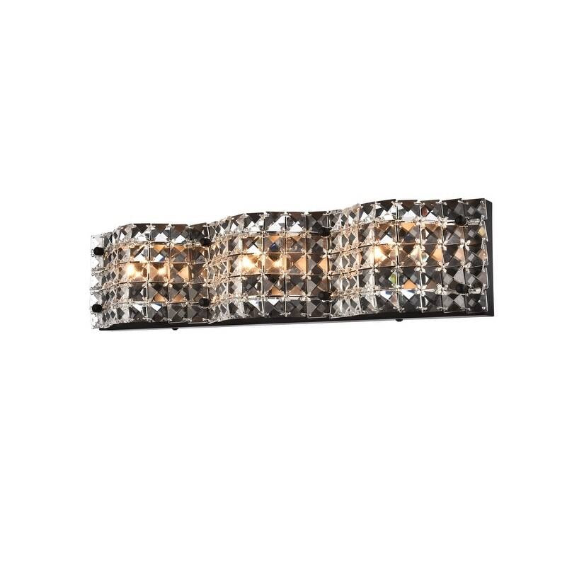 3 Light Bath Sconce with Clear Crystals Black Y66866