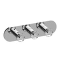 Brushed Nickel Round 3-Hole Trim Plate with Handles W6347