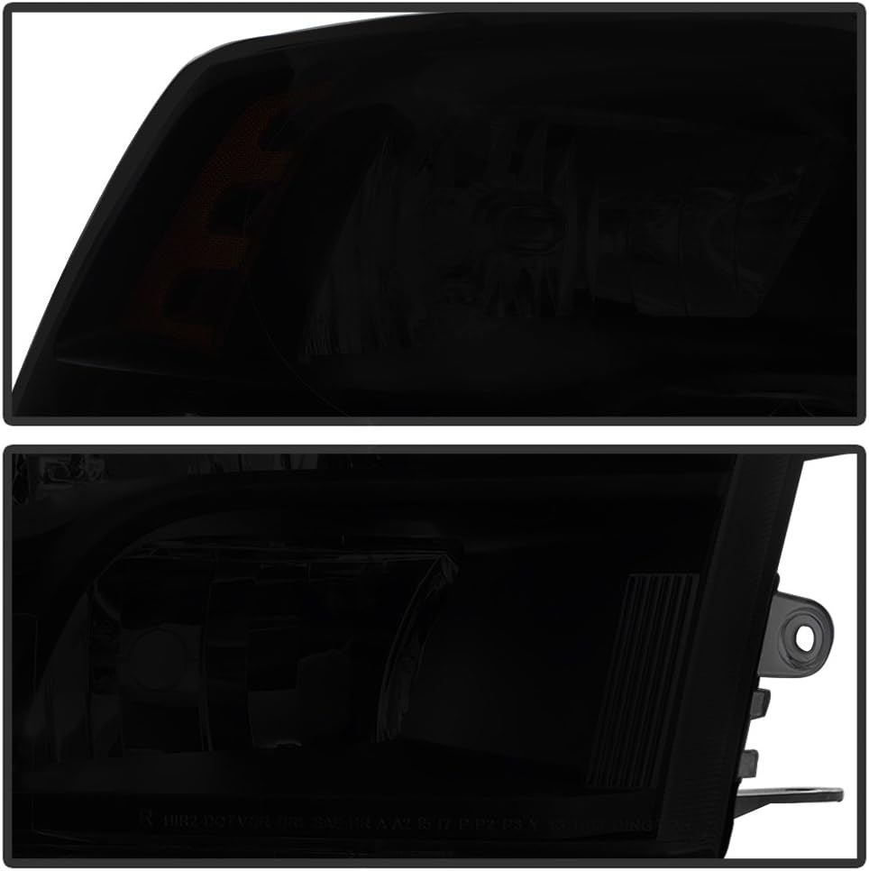 Black Smoke Dual Beam Headlights Headlamps Pair H4076
