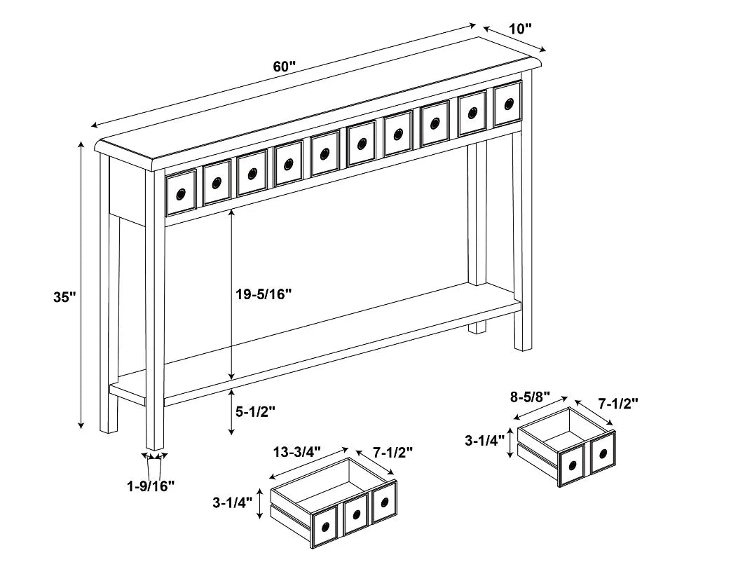 Gray 4-Drawer Console Table with Shelf H966365