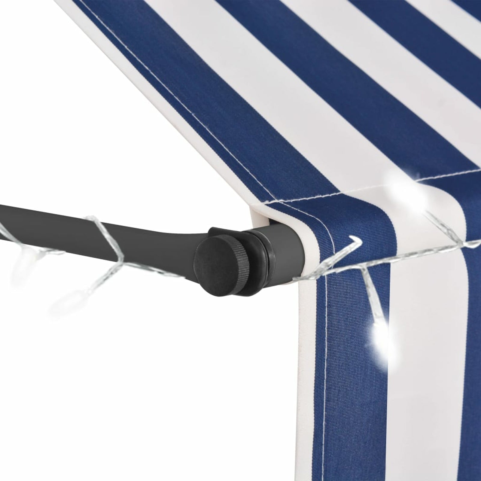 Blue and White Manual Retractable Awning C6041