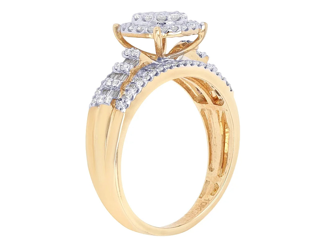 0.78 CT Diamond 10K Yellow Gold Cluster Ring U557