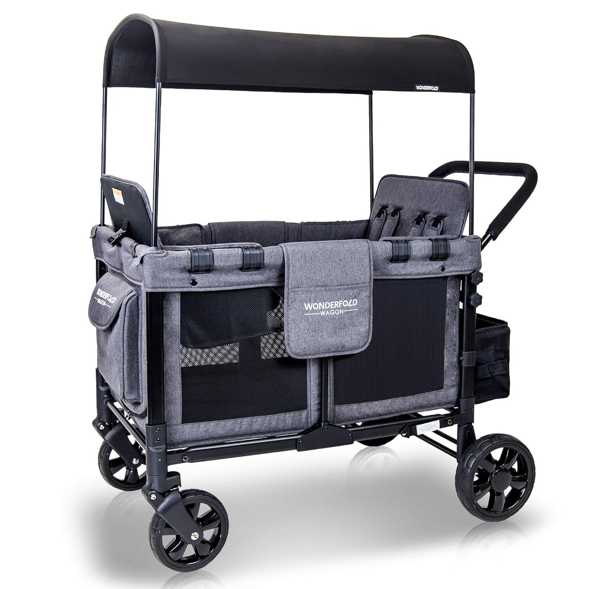 4 Seater Quad Stroller Wagon with Removable Raised Seats, Gray W15751