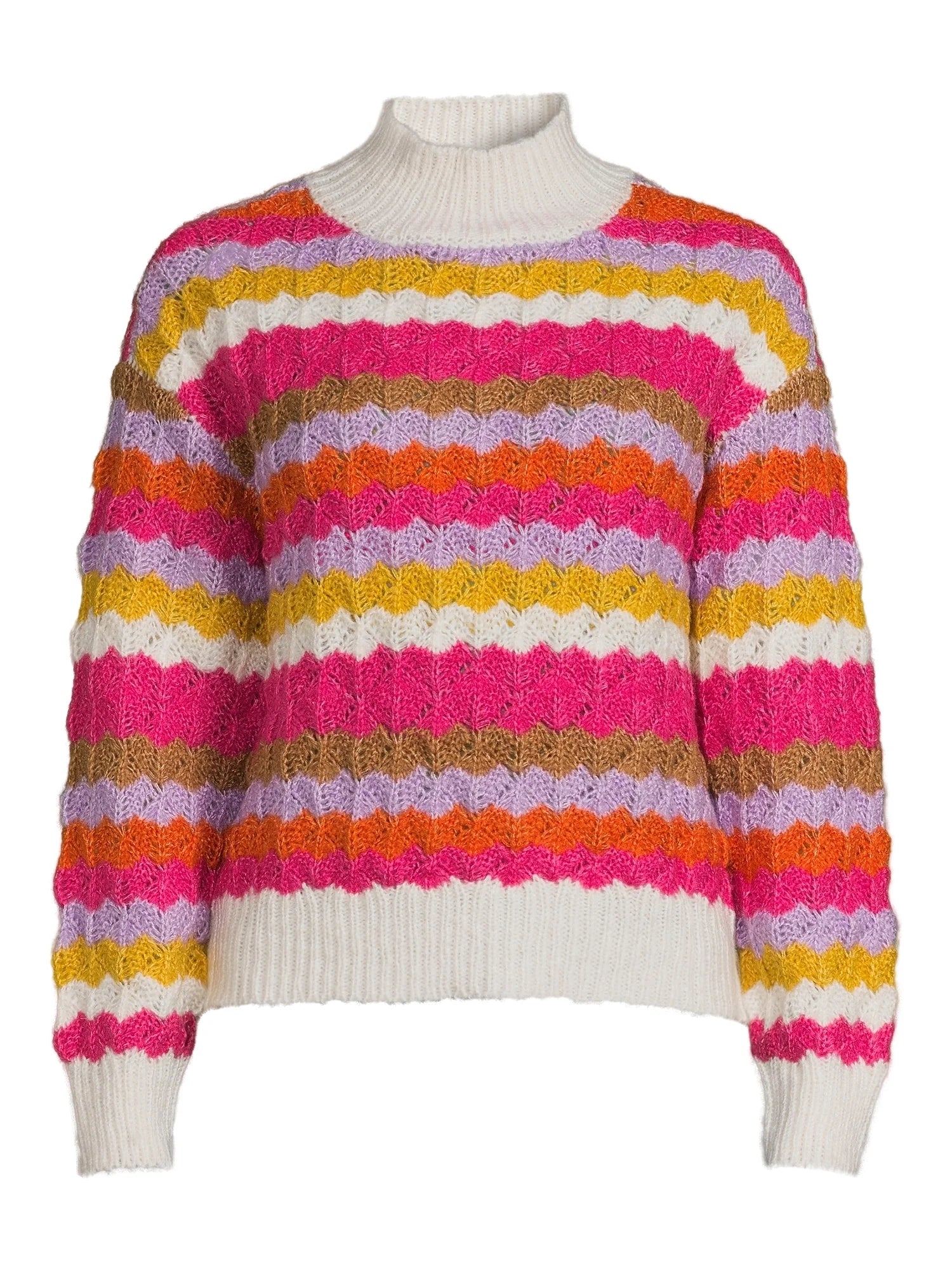 Women's Mock Neck Pullover Sweater with Long Sleeves, Midweight W635