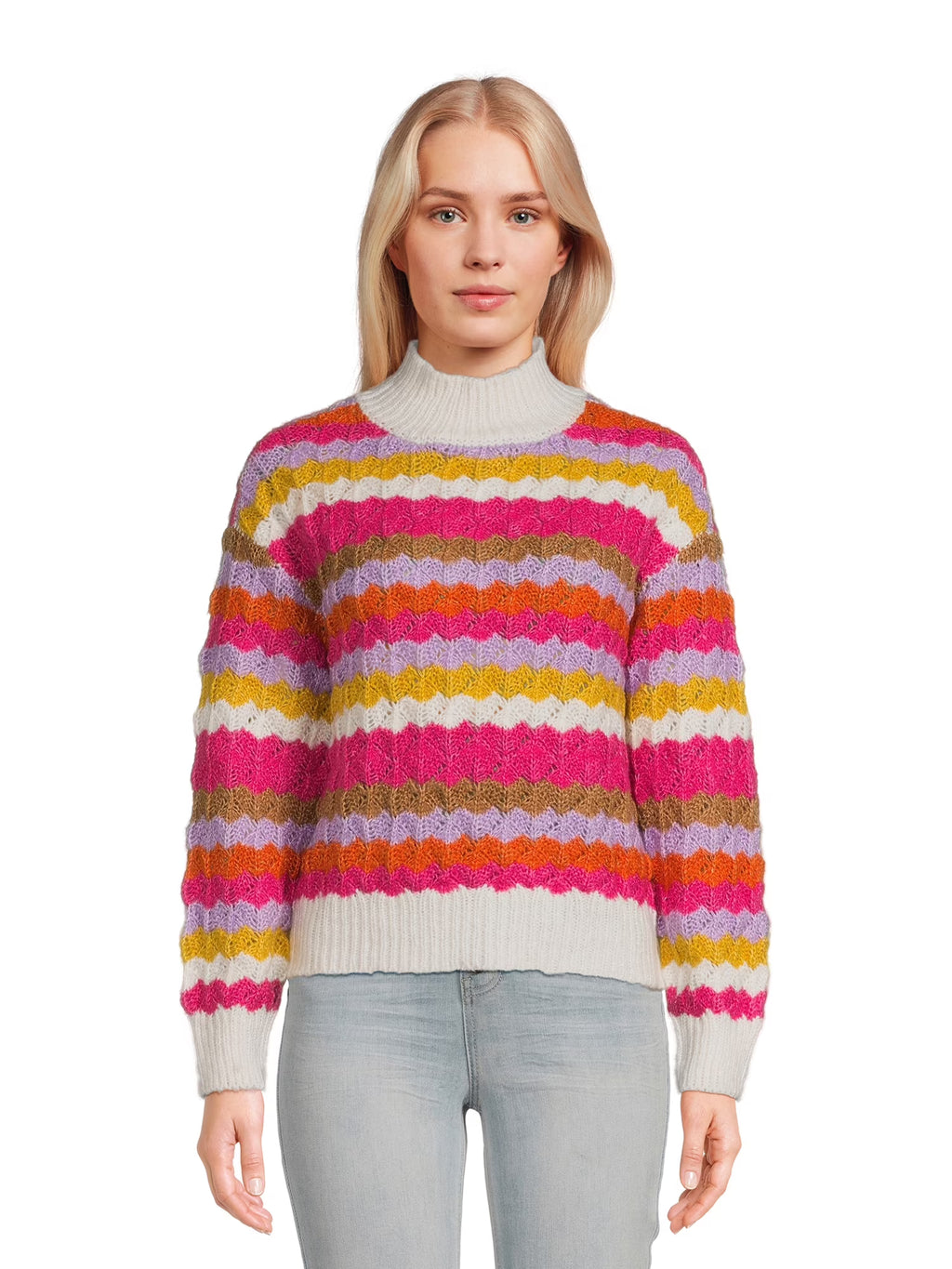 Women's Mock Neck Pullover Sweater with Long Sleeves, Midweight W635