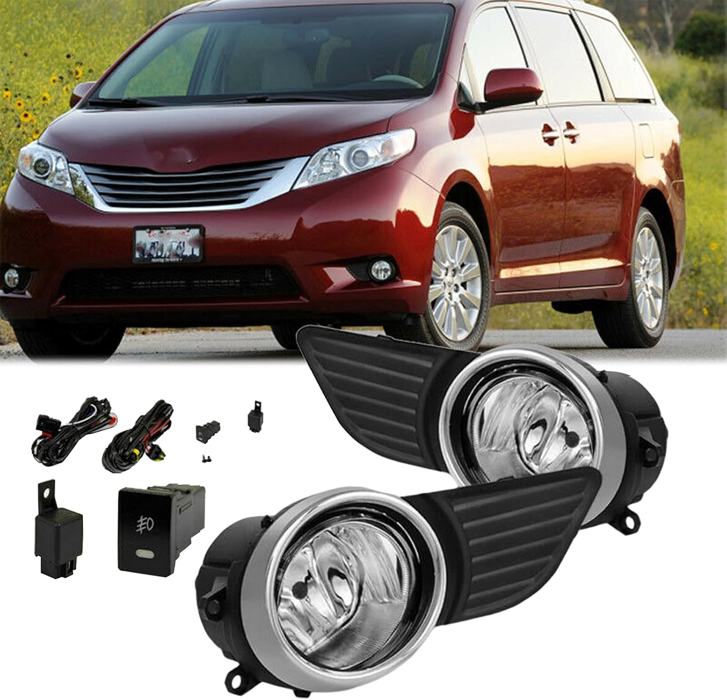 Clear Lens Fog Light Replacement Kit for Toyota Sienna Pack of 2 S947970