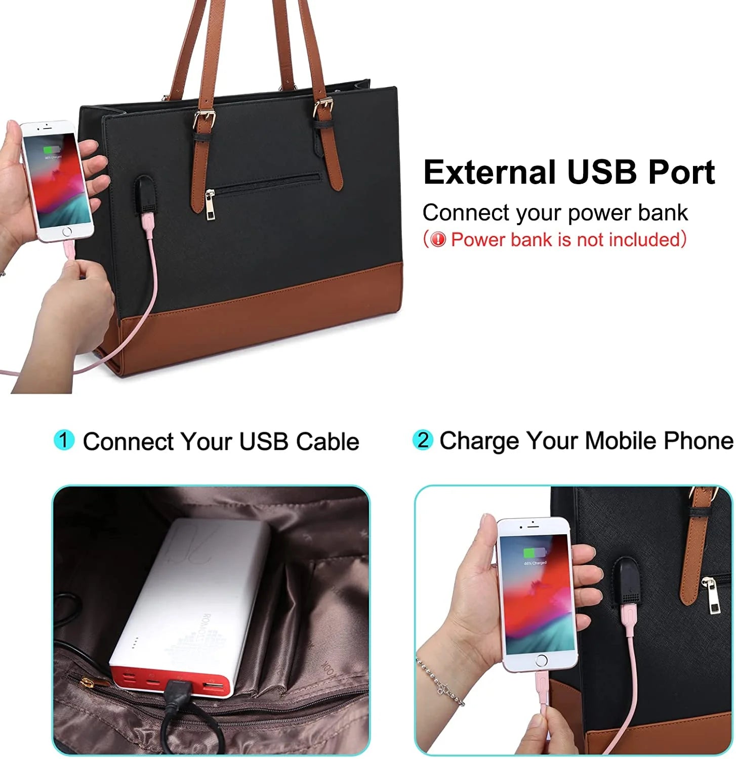 Leather Waterproof Laptop Tote Bag for 15.6 inch Computer K661735