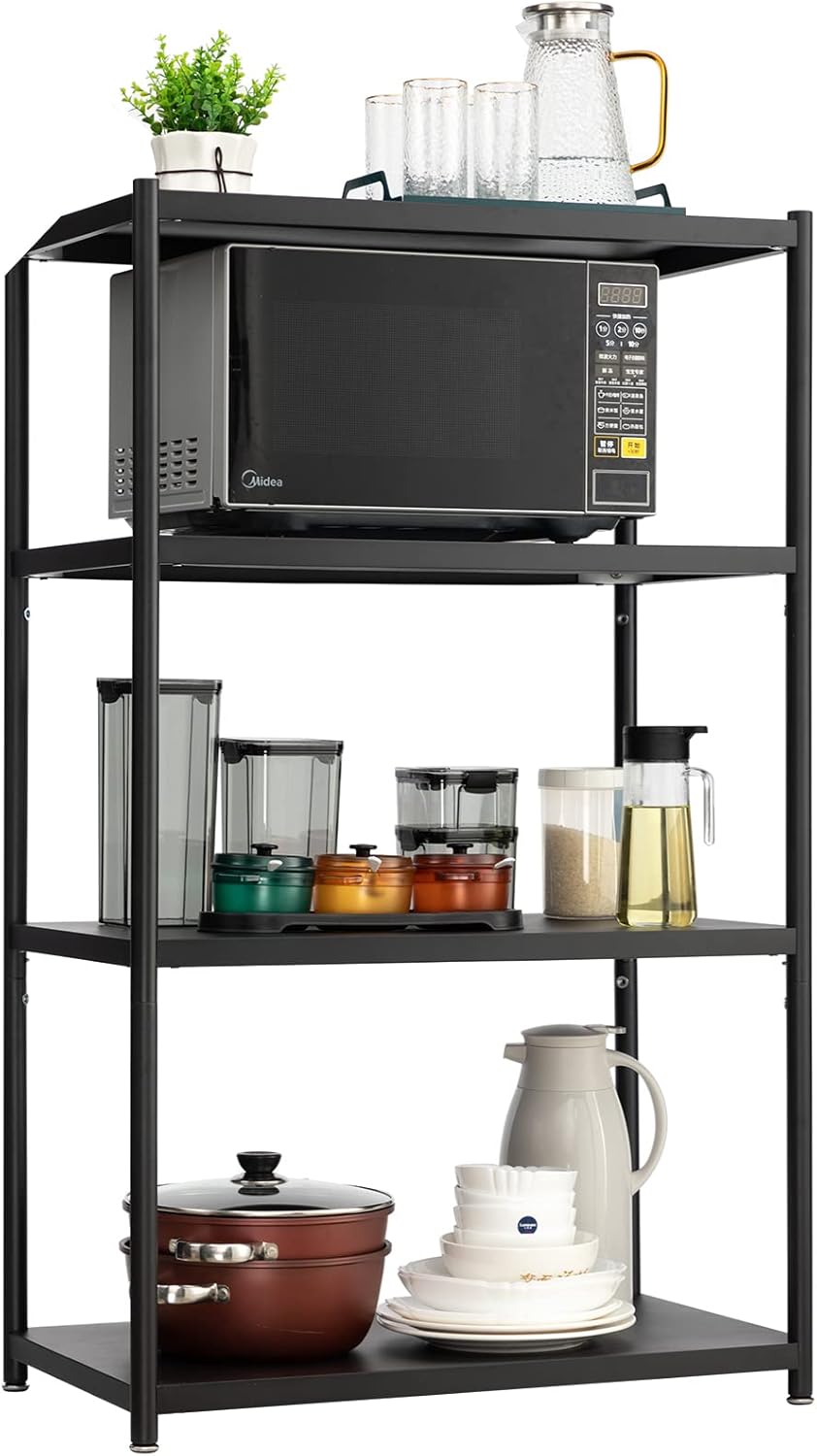 27.5 Inch 4 Tire Metal Wire Storage Shelf Black Utility Rack A56693