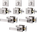 4 Pack Heavy Duty Entry Lever Door Handle and Single Cylinder Deadbolt Lock Combination Set, Satin Nickel Finish S2747