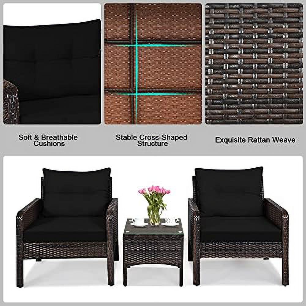 3 Piece Outdoor Rattan Sectional Sofa Set with Seat Cushions C808