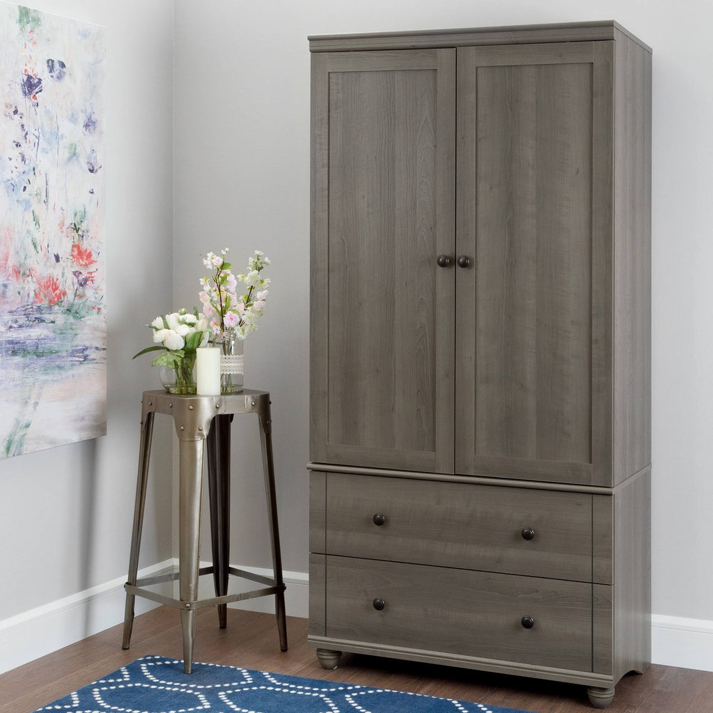 Gray Maple Storage Armoire with 2-Drawers S3866