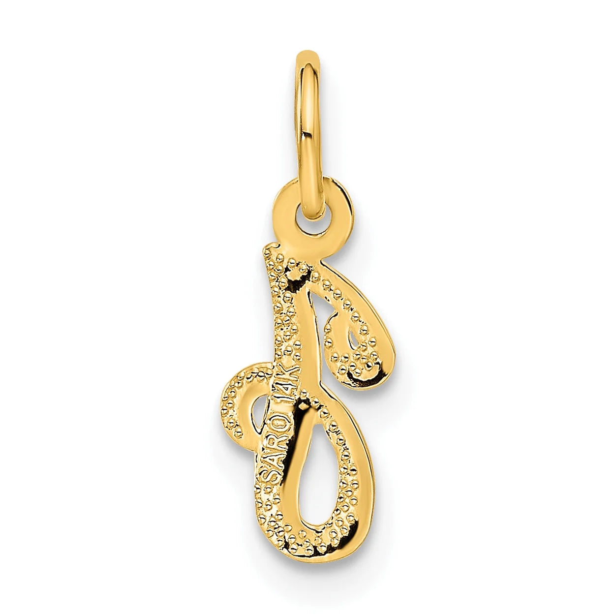 14K Yellow Gold Script Letter J Initial Pendant Charm C556
