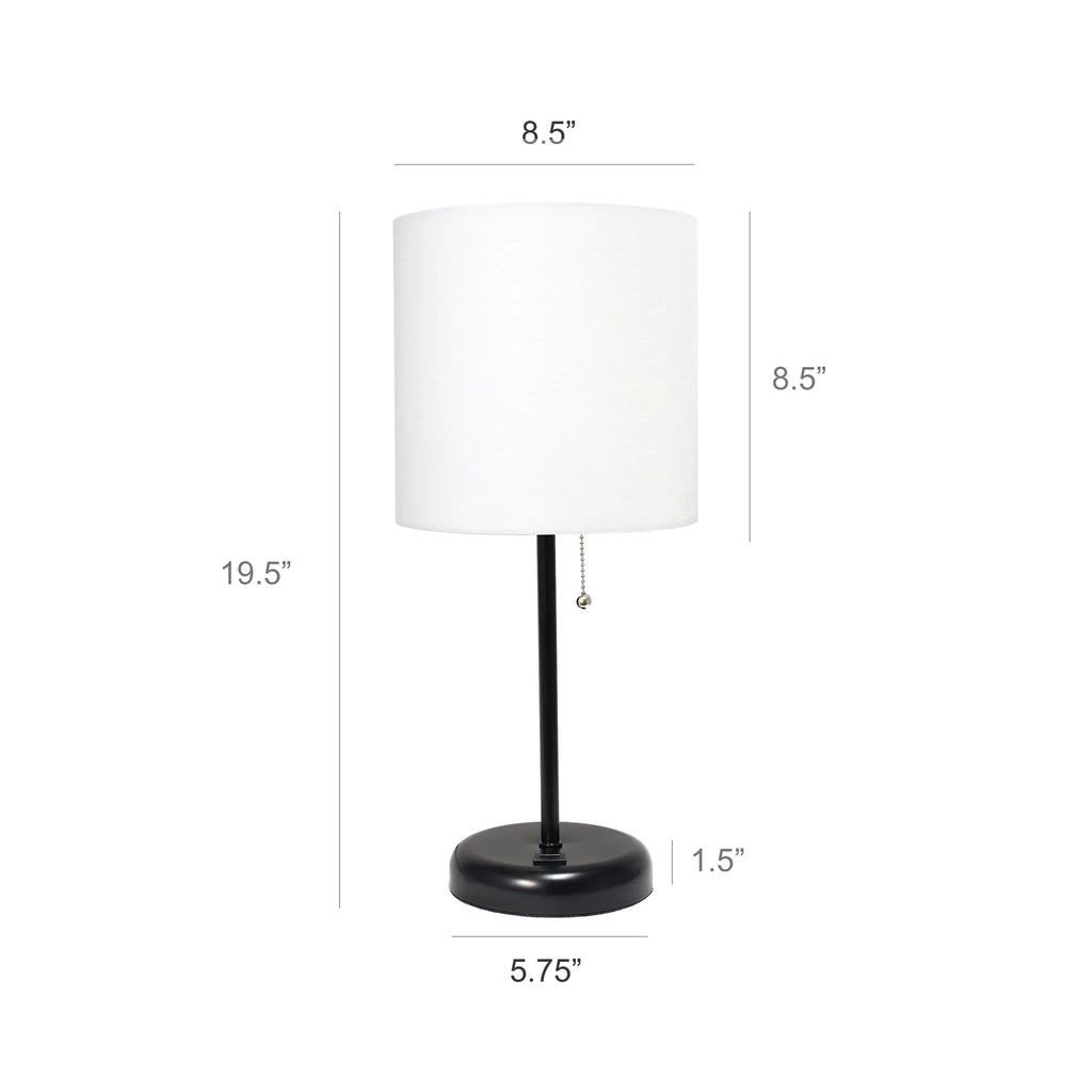 Black Stick Lamp with Fabric Shade O794