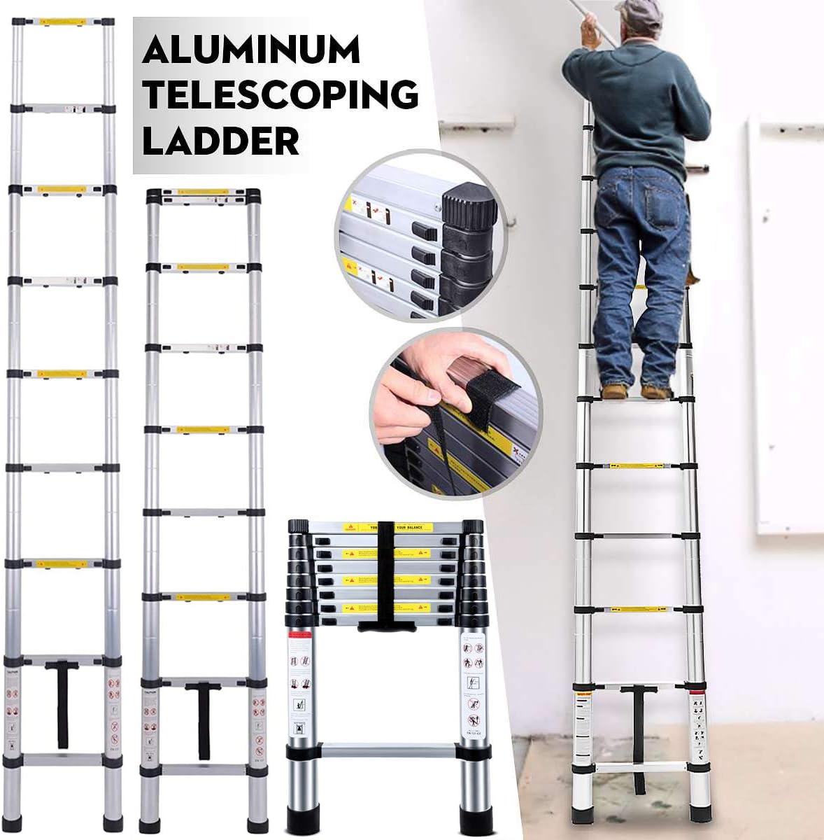 Telescoping Ladder 8.5FT 2.6M Aluminum Ladder F5753