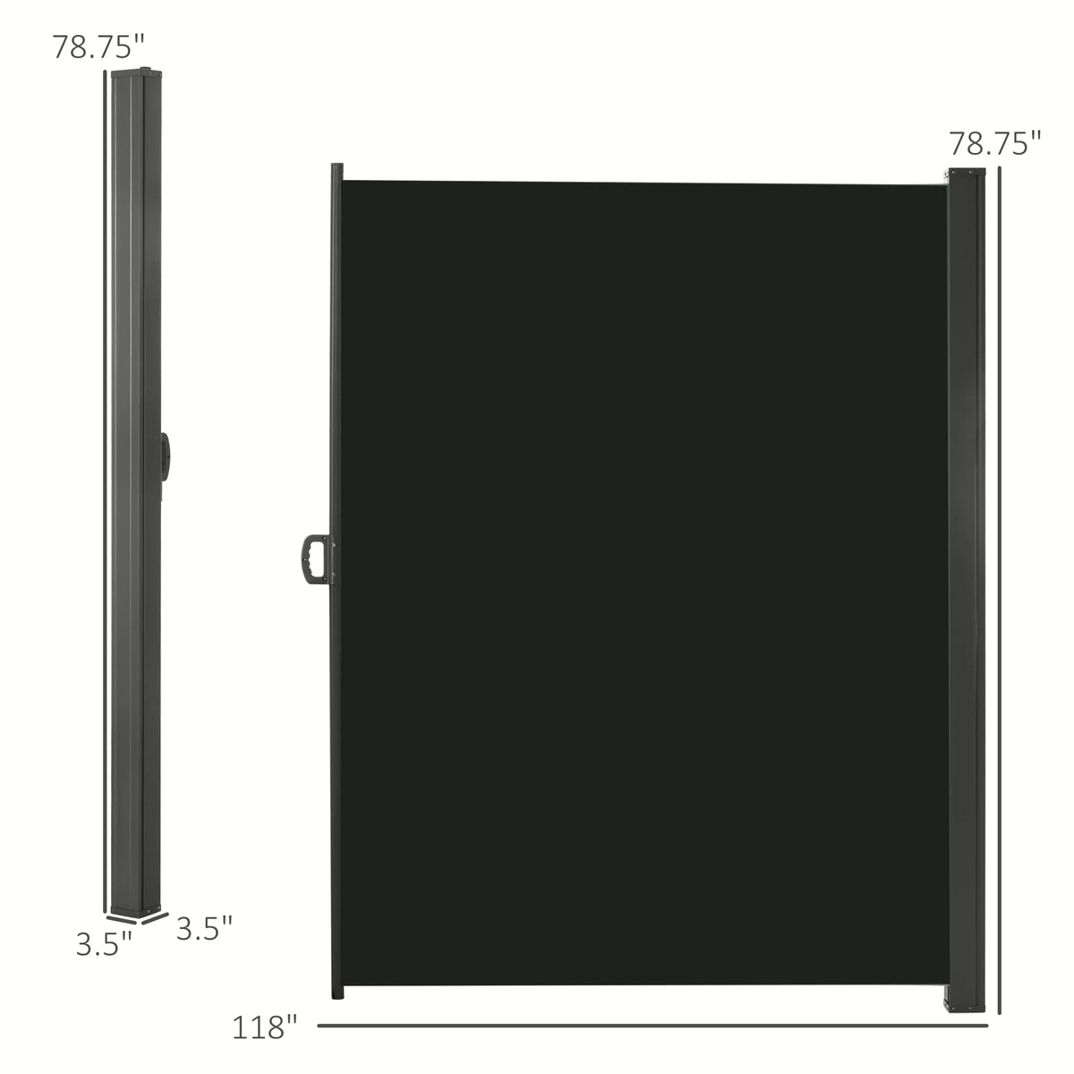 Black Retractable Privacy Screen Side Awning J7279