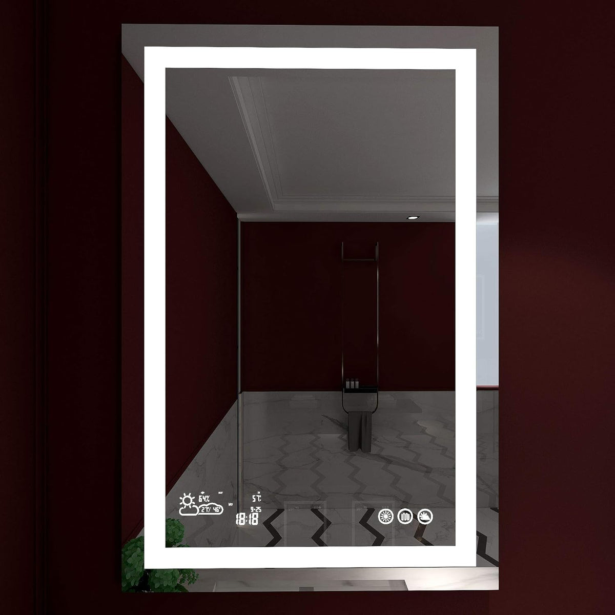 Dimmable Lighted Bathroom Mirror with Defogger and Memory Touch Switch S6625