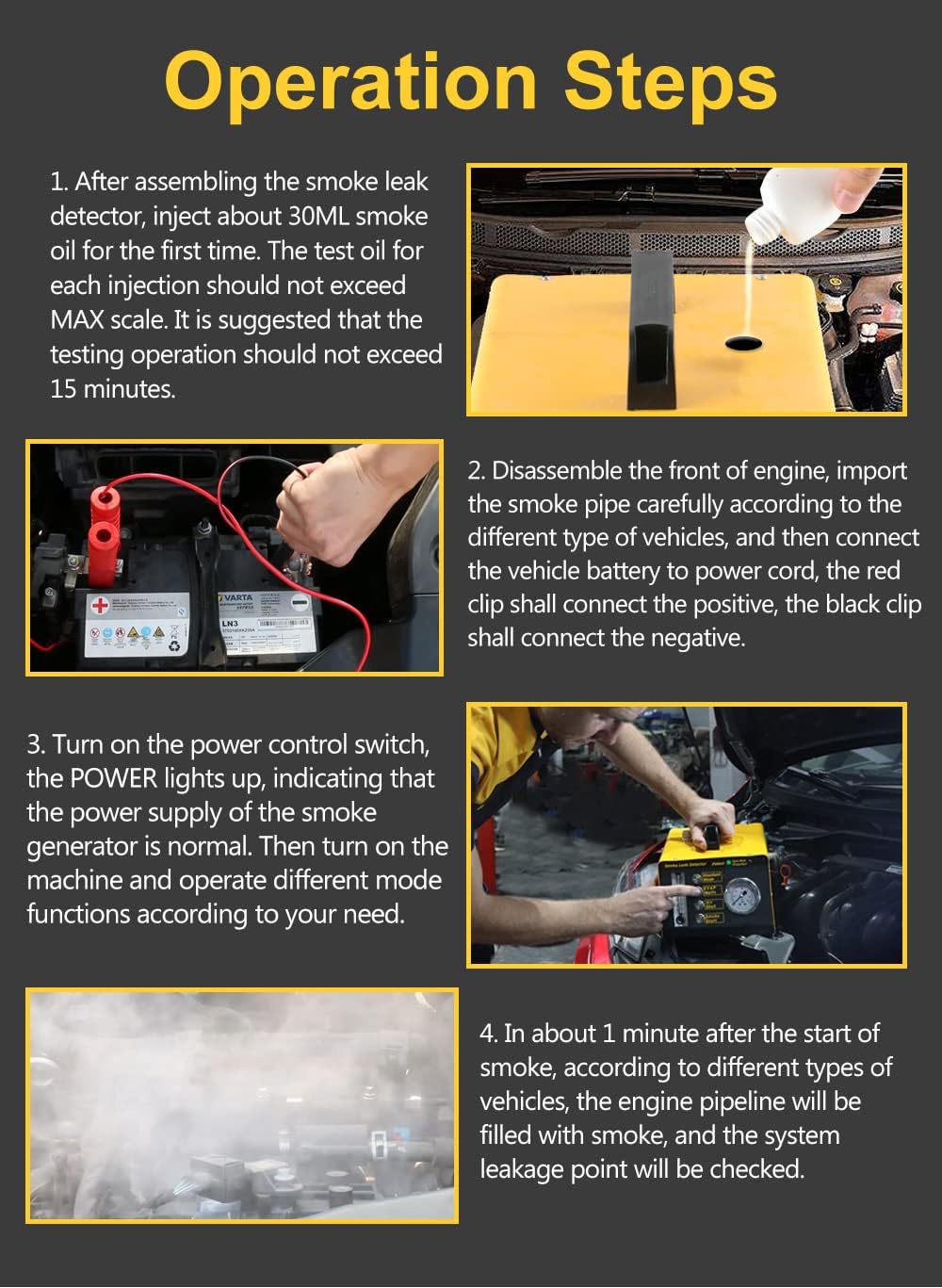 Smoke Fuel Leakage Tester 4 IN 1 Car Conduit PIPE System Leak Detection Tools with Adjustable FlowMeter H599