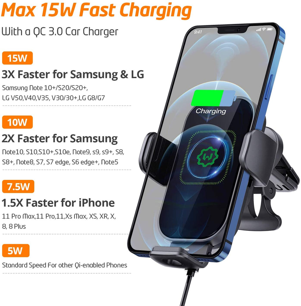 15W Qi Wireless Car Charger Phone Holder X876397