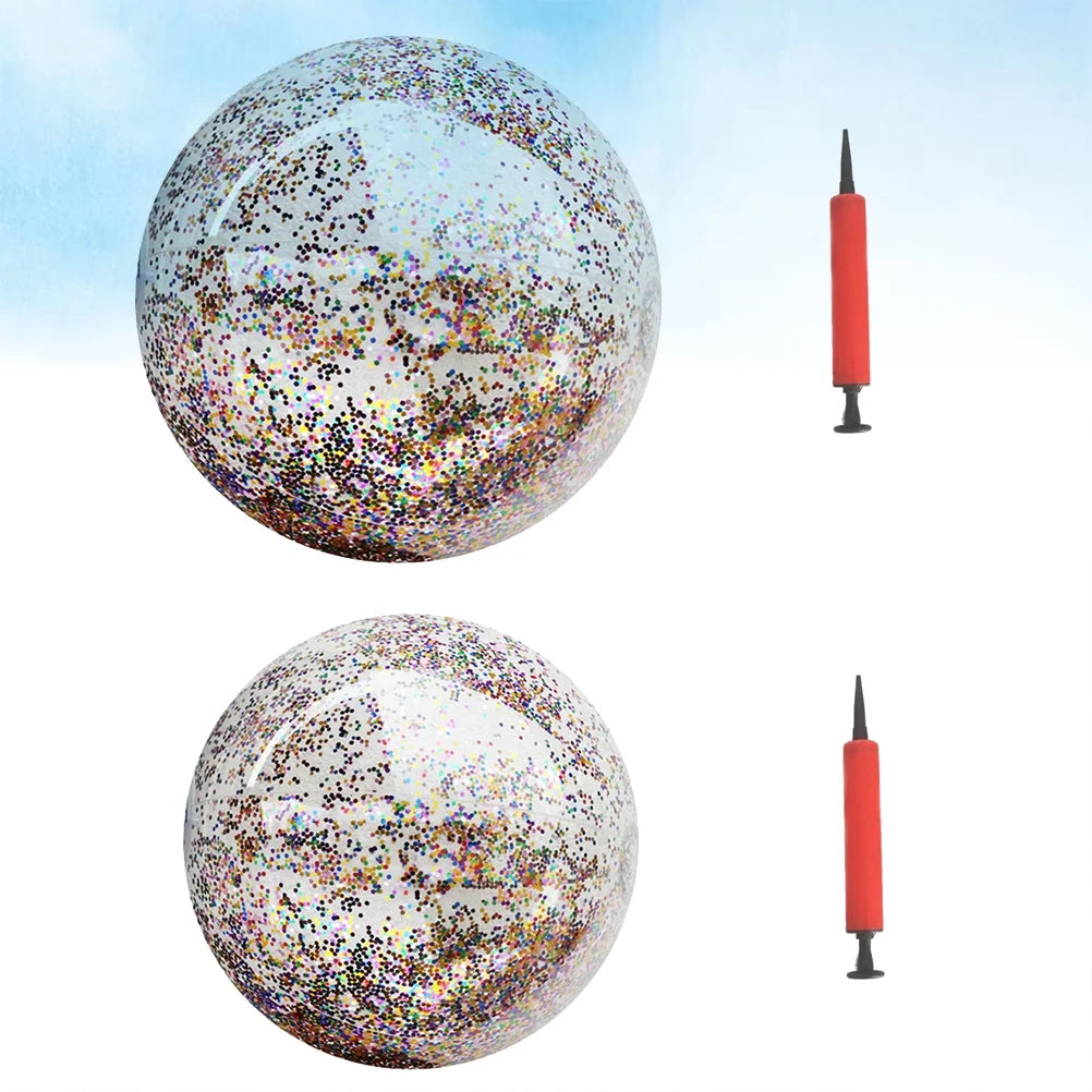 4pcs Glitter Sequin PVC Beach Balls Inflatable Toys with Pumps U9644
