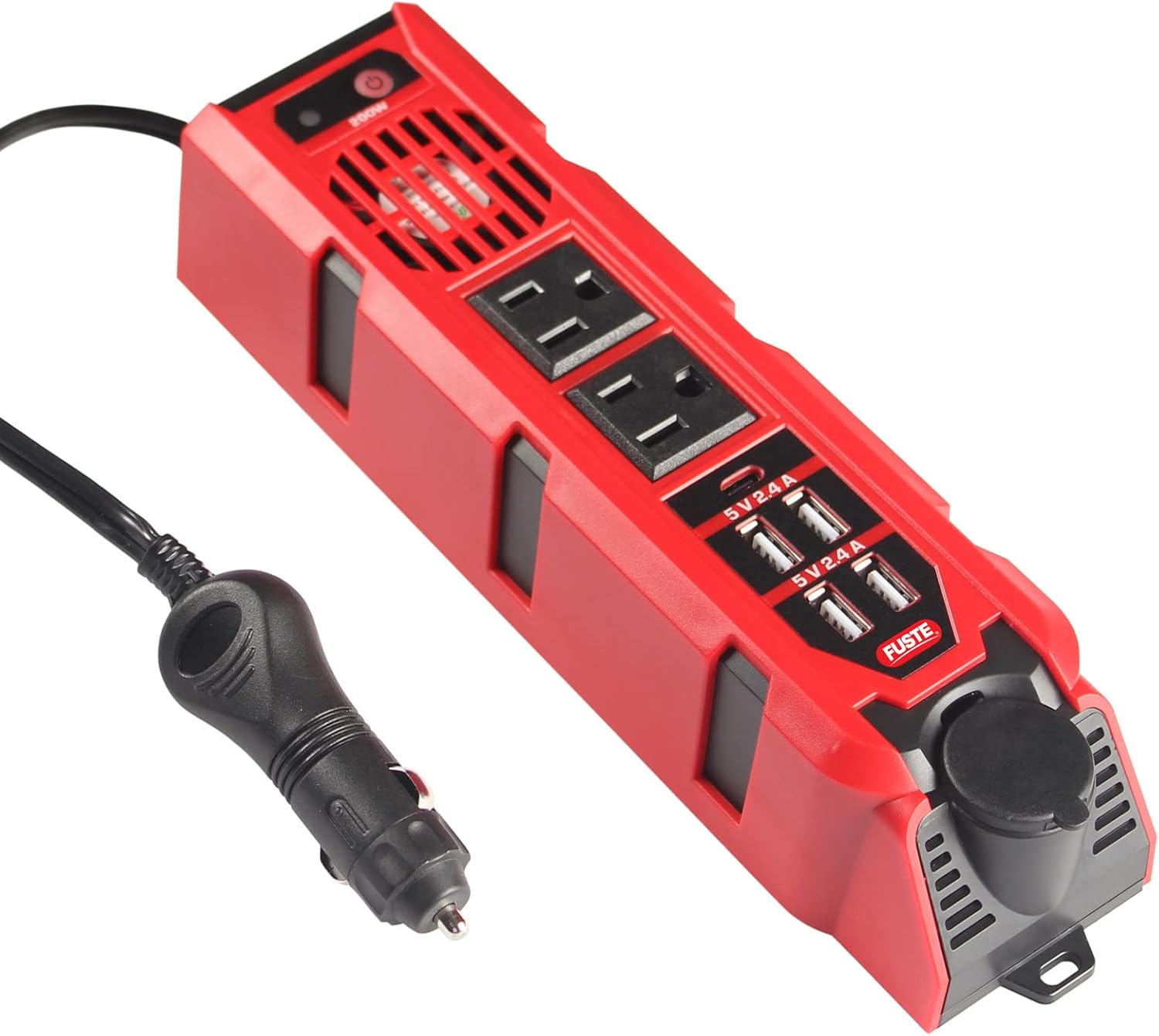 200W Power Inverter, DC 12V to 110V AC Car Converter, Dual AC Outlets, Pack of 2 F29813