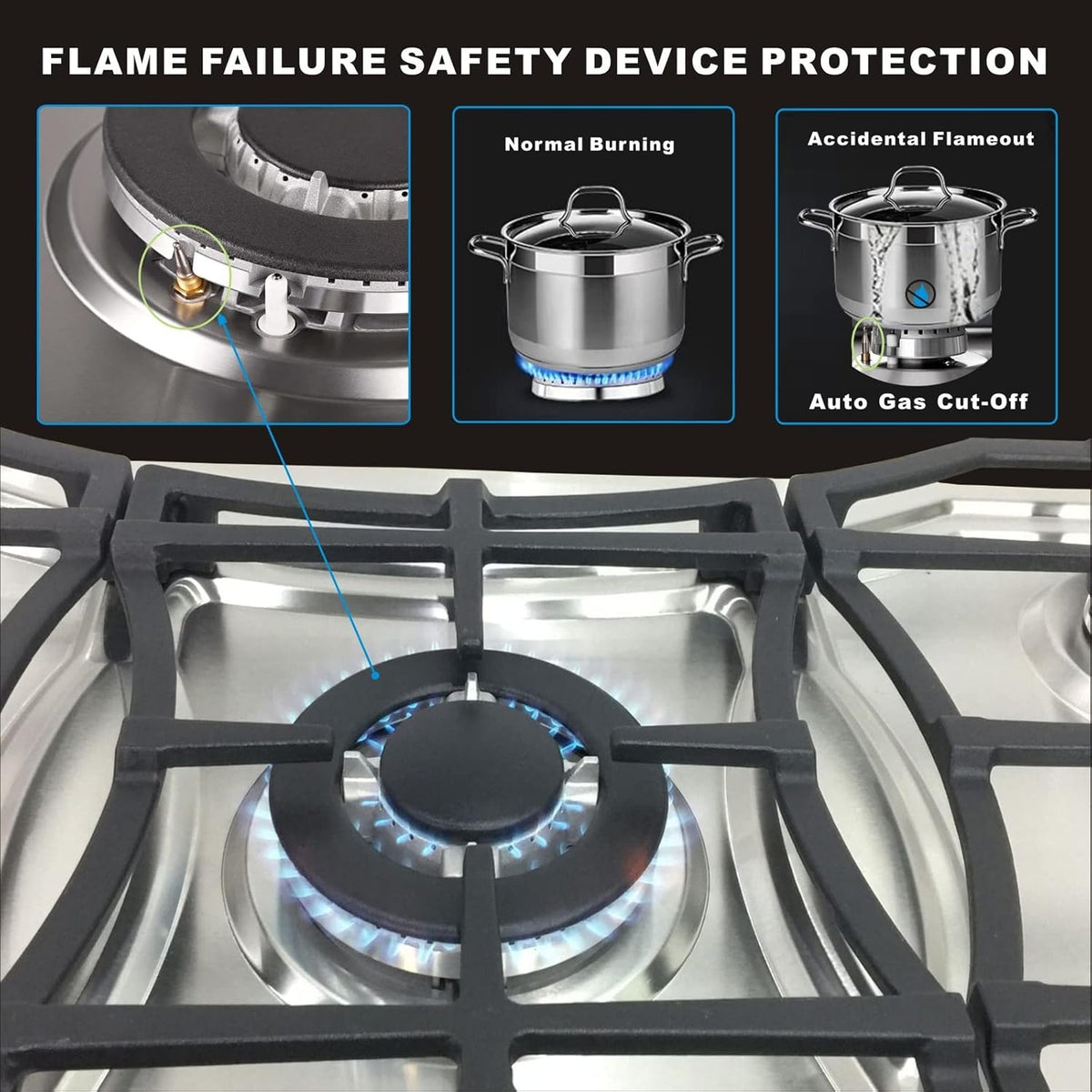 5 Burners Stainless Steel Gas Cooktop M31319