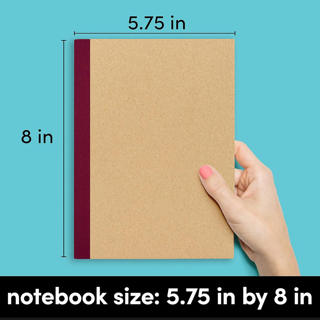 36-Pack Kraft Cover Composition Notebook Journals, 120 Pages, Lined Paper, Small Size (8 in x 5.75 in) L9432