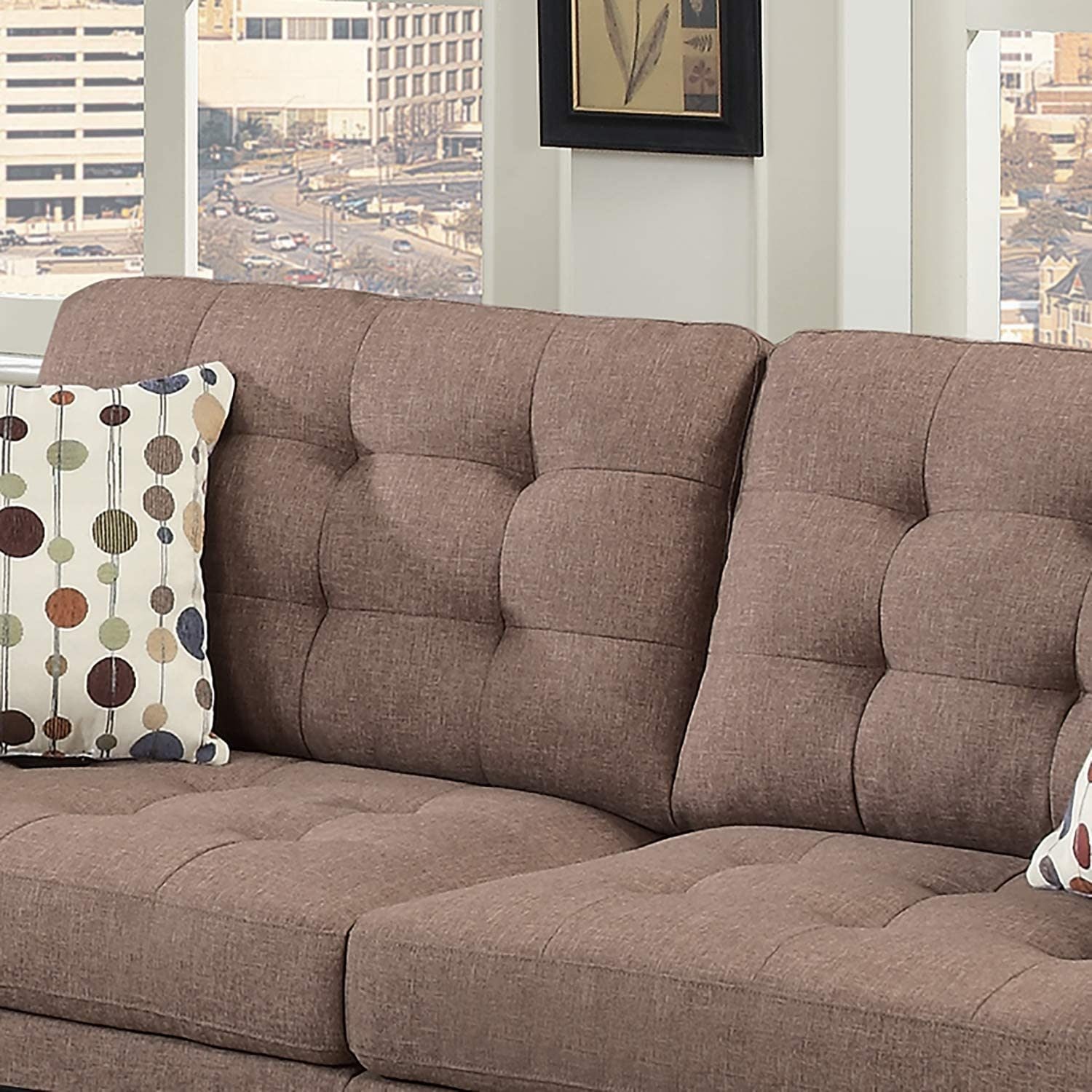 2pc Sofa Set in Light Coffee Polyfiber R419920