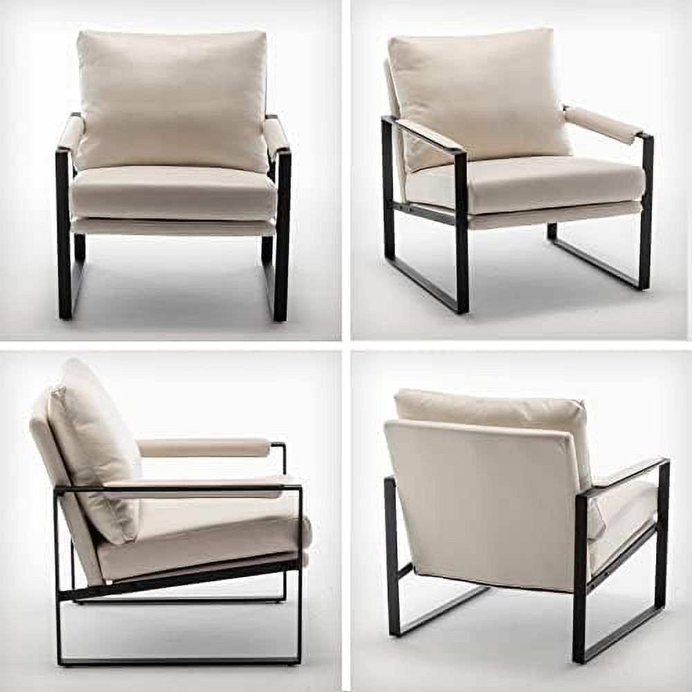 Dark Grey Faux Leather Accent Chair with Metal Frame J299