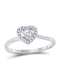 White Gold Round Diamond Heart Promise Ring U352