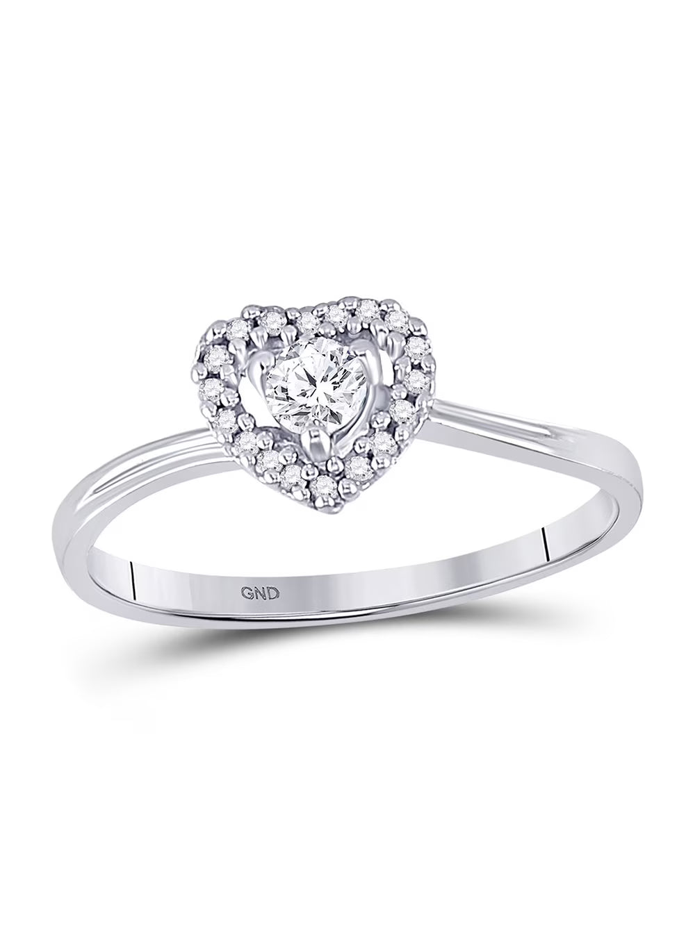 White Gold Round Diamond Heart Promise Ring U352
