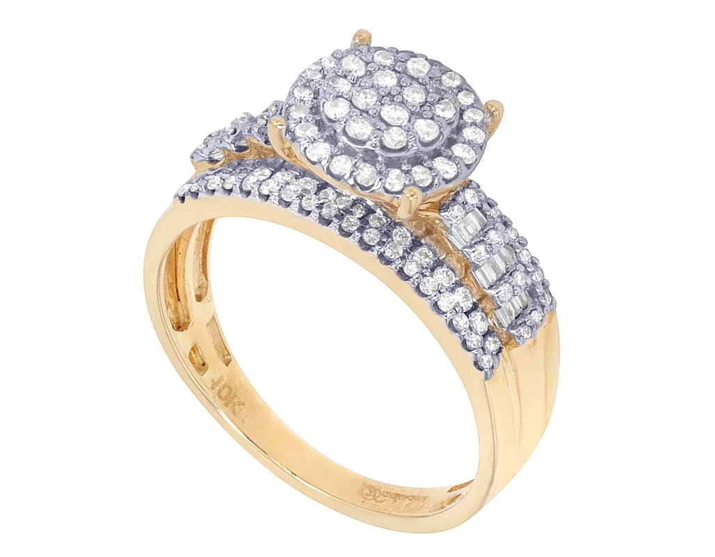 0.78 CT Diamond 10K Yellow Gold Cluster Ring U557