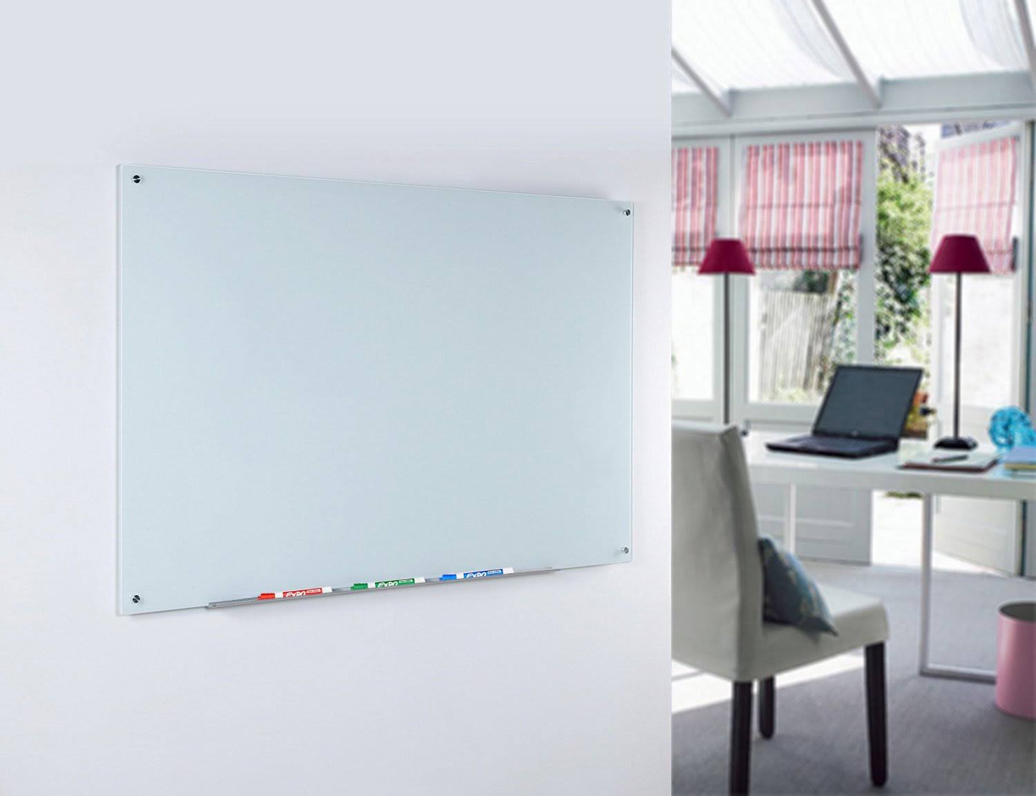White Glass Dry-Erase Board 36 inch x 72 inch with Aluminum Marker Tray X4250