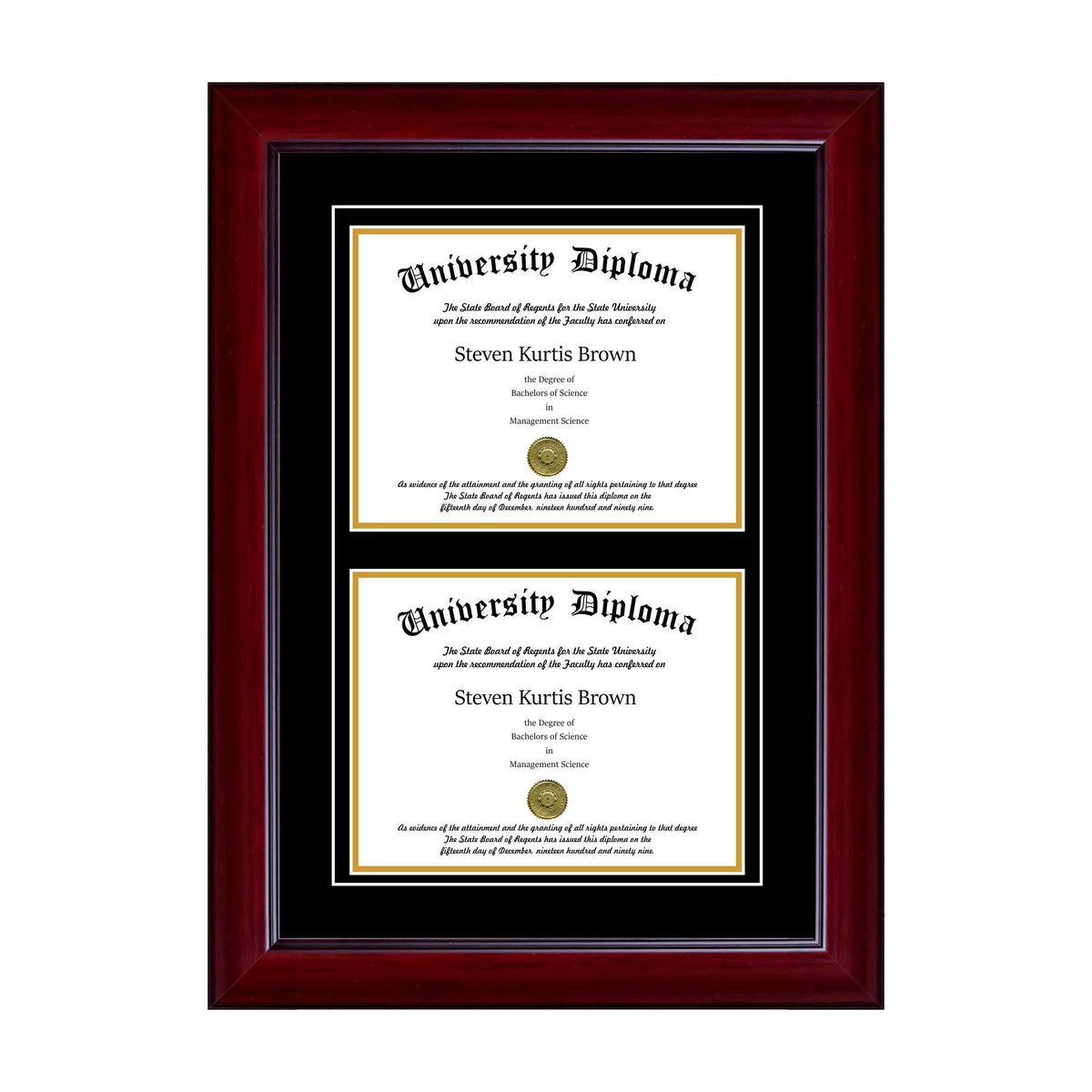 Double Diploma Frame with Mahogany Frame V756