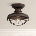 Rustic Industrial Galvanized Steel Open Cage Outdoor Ceiling Light Fixture D3549