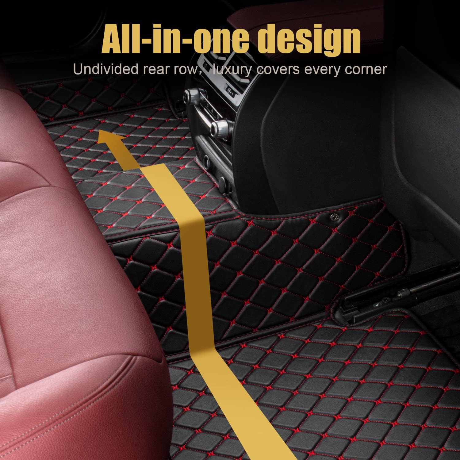 Leather Car Floor Mats Custom Fit 1st & 2nd Row Black X51723