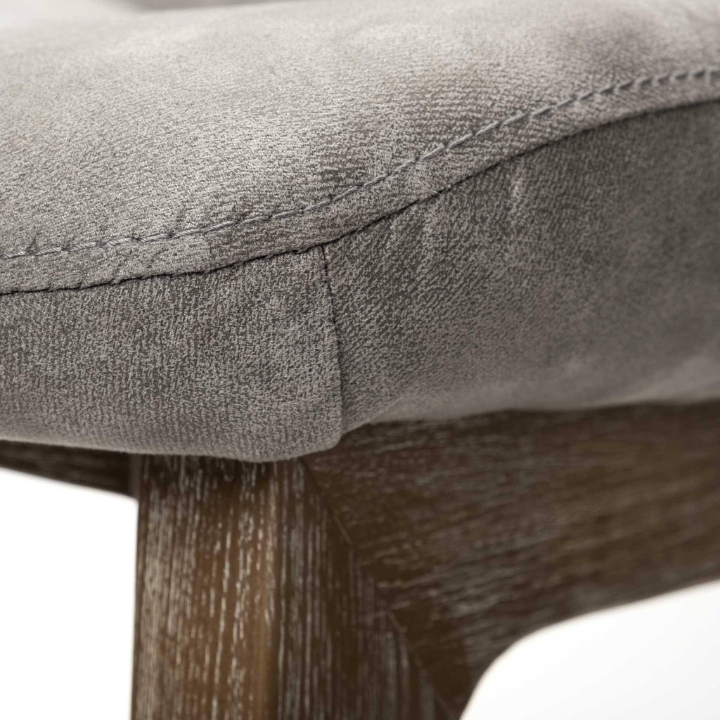 Grey Fabric Dining Chair with Medium Brown Wood Base E41148