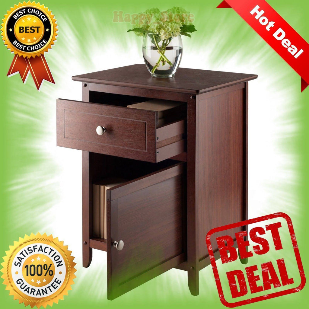 Antique Walnut Night Stand with Drawer and Cabinet Z610751