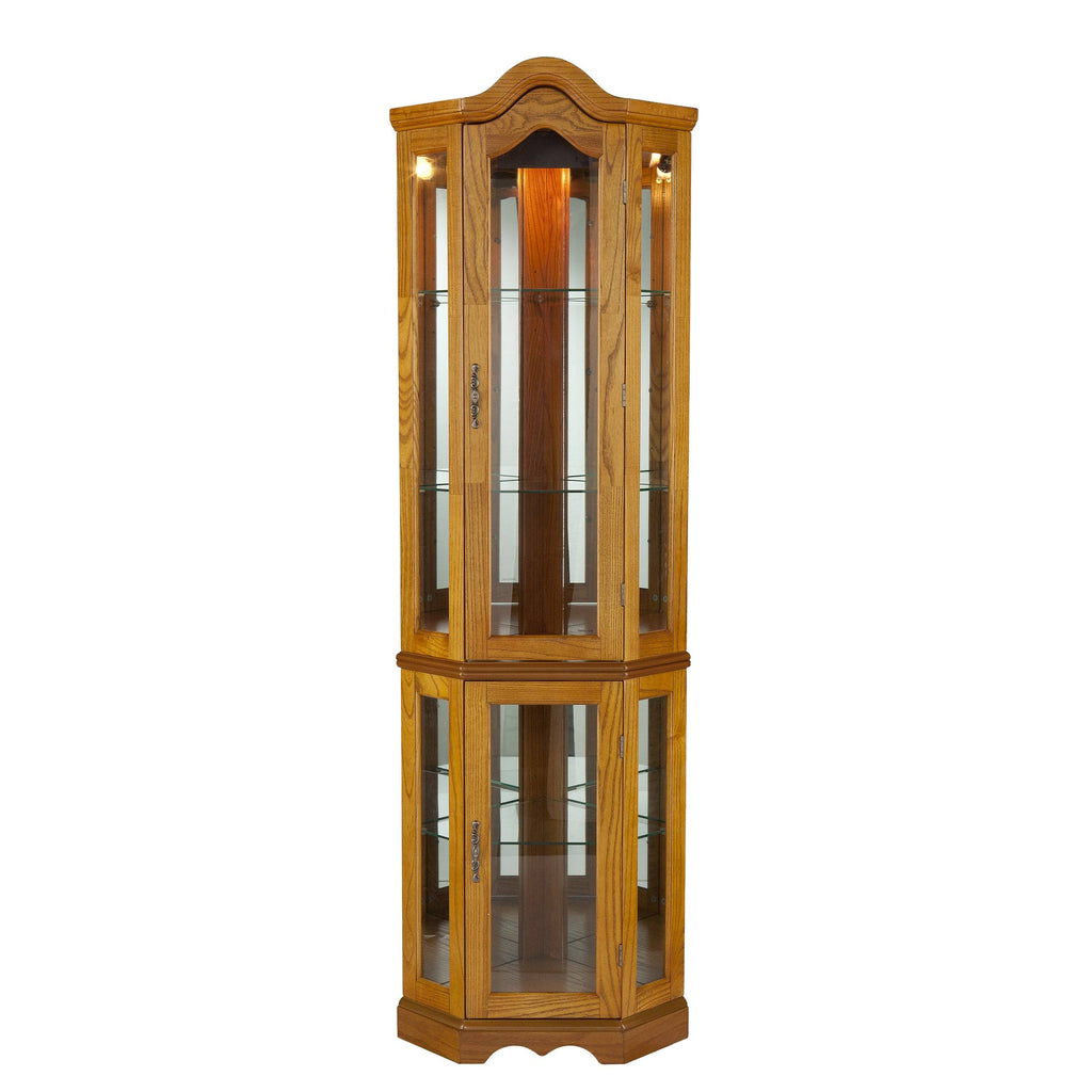 Oak Lighted Display Curio Cabinet G783