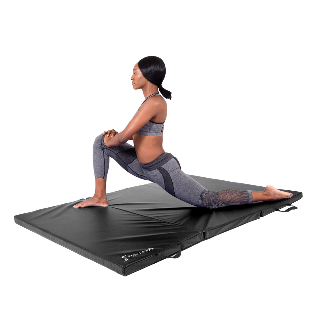 Black Tri-Fold Exercise Mat with Carrying Handles R723295