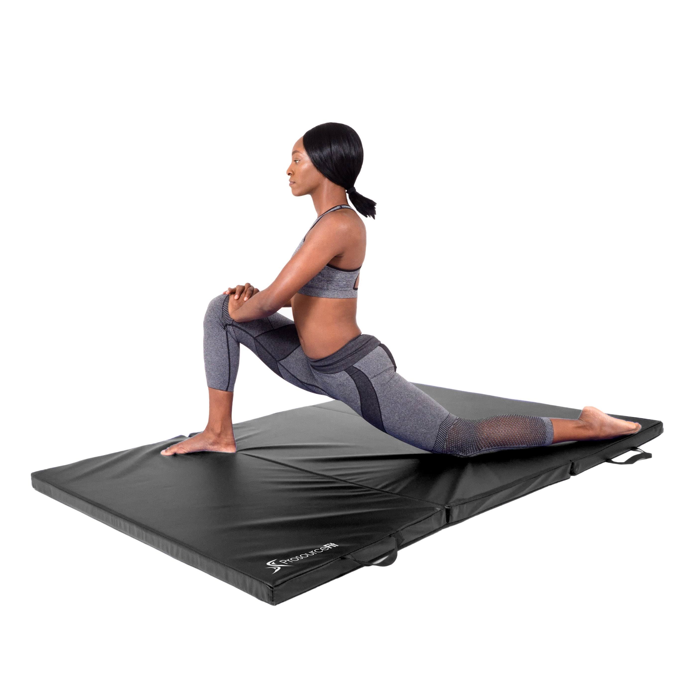 Black Tri-Fold Exercise Mat with Carrying Handles R723295