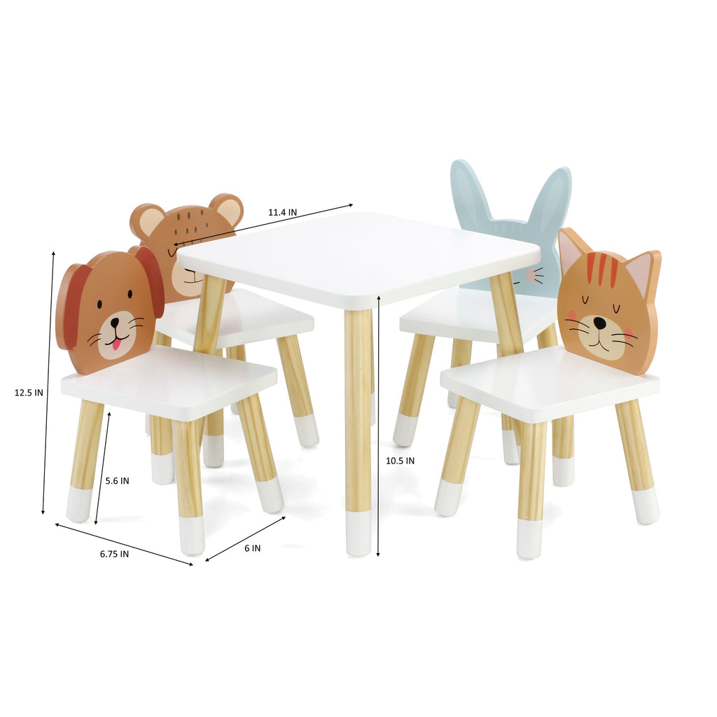 18 Inch Doll Wooden Kitchen Table and 4 Chair Dining Set E901